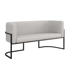 Imagem de Sofá 2 Lugares Com Base De Metal Preto Para Recepção Corino Bege