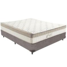 Imagem de Cama Box Cinza e Colchão King Best Molas Ensacadas Casal 138x188X33 An