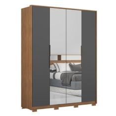 Imagem de Guarda Roupa Casal Attore 4 Portas com 2 Espelhos e Pés - Demartêz, Am