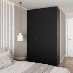 Imagem de Guarda Roupa Modulado 3 Portas com Cabideiro Hera CabeCasa MadeiraMadeira Preto Onix