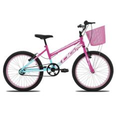 Imagem de Bicicleta Infantil Feminina Aro 20 KOG com Cestinha Cor:Azul Degrade+Branco