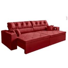 Imagem de Sofá 3 Lugares Smart 2,12 Metros Vermelho Retrátil Reclinável Tecnolog