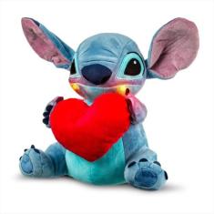 Imagem de Boneco Pelúcia Macia Stitch Coração Interativo Luz e Sons 30cm Multikids BR1513  