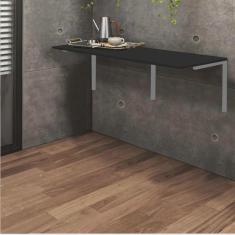Imagem de Mesa Suspensa de Estudos Parede 120cm Escritório Suporte Cinza mdf Preto - Ahz Móveis