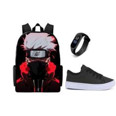 Imagem de Bolsa Escolar lançamento Mais Tenis Casual E Relogio Novidade Conjunto