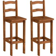 Imagem de Kit 2 Banquetas Para Bancada Madeira Maciça Rustic Line Cera