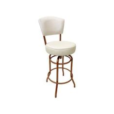 Imagem de Banqueta Alta Bar Giratória com Encosto cor Cobre Assento cor off whit