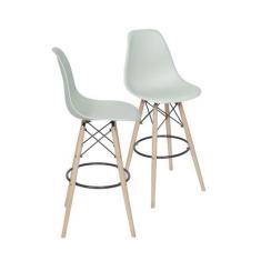 Imagem de Kit 02 Banquetas Boxbit Dkr Eames Pp Verde Claro Madeira