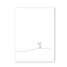 Imagem de Arte Maníacos Quadro Decorativo Cervo Minimalista Linha - 23x16,25cm (Moldura caixa em laca )