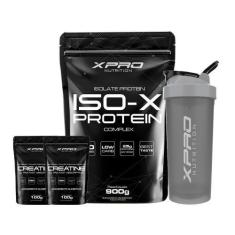 Imagem de Kit Whey Iso-X 900G + 2X Creatina 100G + Coqueteleira 700ml - Xpro Nut