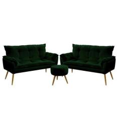 Imagem de Kit 2 Namoradeiras Beta Com Puff Solar Veludo Aradecor