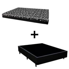 Imagem de Cama Box Viúva 128 Tecido Sintético Preto Com Colchão Hamburgo Bello Box - 100% Espuma - D28 Preto 54x128x188