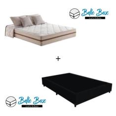 Imagem de Cama Box Viúva Tecido Sintético Preto com Colchão Pillow Angel - Bello Box - Molas Ensacadas 62x128x188