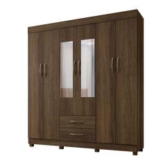 Imagem de Roupeiro C/Espelho Copacabana 6 Portas Benetil Móveis  -  Imbuia