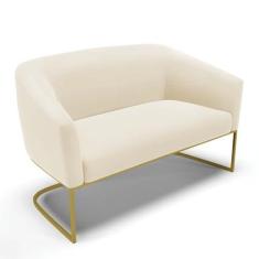 Imagem de Sofá Namoradeira 2 Lugares Base Industrial Dourado Stella Veludo Bege D03 - D'Rossi