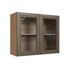 Imagem de Armário Aéreo de Cozinha 80cm 2 Portas Classica Montana/bronze