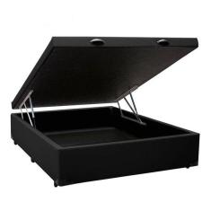 Imagem de Cama Box Baú Casal Corino Preto Com Pistão A Gás