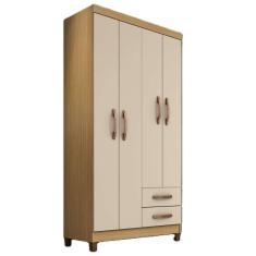 Imagem de Guarda Roupa Munique 4 Portas com 2 Gavetas Cor Carvalho e Off White - Incorplac
