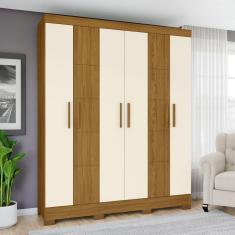Imagem de Guarda-Roupa Casal 6 Portas 2 Gavetas Milos Henn Marrom/Off White