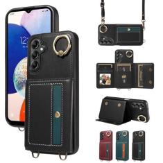 Imagem de Furill Capa de telefone para Samsung Galaxy A14/M14 5G capa carteira com alça de ombro transversal e porta-cartão de couro bolso de crédito 360° suporte giratório acessórios para celular A 14 4G 14A