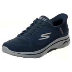 Imagem de Skechers Tênis masculino Hands Free Slip-ins Go Walk Arch Fit 2.0-Grand Select 2, Azul-marinho/laranja, 41