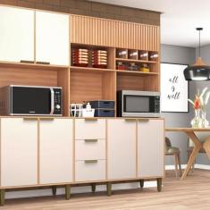 Imagem de Cozinha Compacta 7 Portas 3 Gavetas Emilia Freijó/Off White
