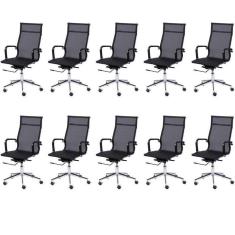 Imagem de Kt 10 Cadeiras para Escritorio Presidente Esteirinha Tela Mesh 3303 Preto
