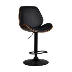 Imagem de Banqueta Alta Giratória Altura Regulável em Madeira Maciça Verona Rivatti Preto