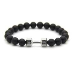 Imagem de Pulseira Masculina Pedra Ágata Mate Pingente Fitness