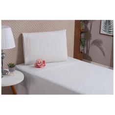 Imagem de Jogo de Cama Solteiro Branco Algodão 3 Peças Lençol De Cima