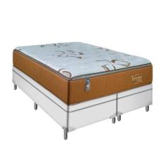 Imagem de Cama Box Baú King Branca Colchão Molas Toronto Euro Pillow - Portobel