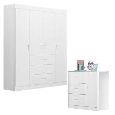 Imagem de Cômoda E Guarda Roupa Infantil Lívia Branco Brilho - Canaã