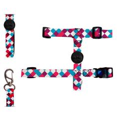 Imagem de Peitoral H e Guia Chique para Gatos - Tam. Único