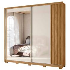 Imagem de Guarda Roupa Casal Dhara Espelho 2 Portas De Correr Freijó Off White Moval