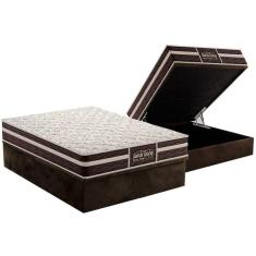 Imagem de Cama Box Baú Casal: Colchão Anatômico Probel Guarda Costas Extra Firme + Base CRC Suede Brown (138x188)