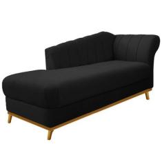 Imagem de Recamier Vanessa 160cm Lado Esquerdo Suede Preto - Doce Sonho Móveis