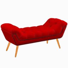 Imagem de Recamier Calçadeira Solteiro 100cm Ayla Veludo Vermelho - Montanaris Decor