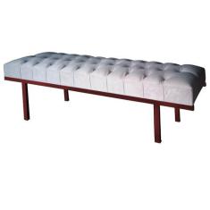 Imagem de Recamier Casal Bege Suede Liso Base De Metal Marrom Barrow Vintage - R