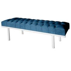 Imagem de Recamier Queen Azul Royal Suede Liso Base De Metal Branco Barrow Vinta
