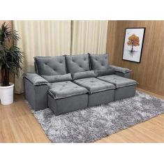 Imagem de Sofá Retrátil Reclinável 2,70 m Cinza 502 Athenas Premium - Alpoim