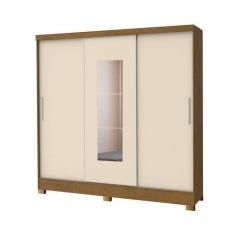 Imagem de Guarda Roupa Casal 3 Portas 4 Gaveta Noce Perola Com Espelho - San Mar