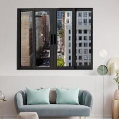 Imagem de Janela Vitrô de Alumínio 4 Folhas 120 X 200cm Linha 25 - Esquadrias Be