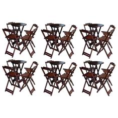 Imagem de Kit 6 Jogos De Mesa Bistrô De Madeira Com 4 Cadeiras Dobravel Ideal Para Bar E Restaurante Imbuia