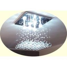 Imagem de Lustre De Cristal Para Sala De Jantar / Estar Com 30cm De Altura Base De Inox Espelhado De 30x30cm