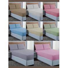 Imagem de Jogo De Lençol Casal 03 Peças Percal 300 Fios Macio Tecido Grosso Cama