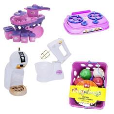 Imagem de Cozinha Infantil Menina Batedeira Fogão Panelas 24 Peças - Altimar