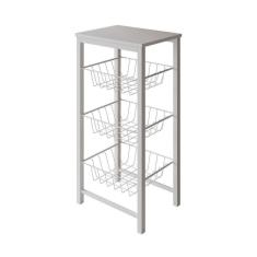 Imagem de Fruteira De Chão Cozinha Montada Aço Branco Tampo Branco Roma Cor: Branco