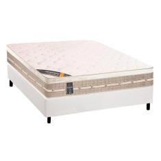 Imagem de Cama Box Casal: Colchão Molas Bonnel Castor Tecnopedic Premium + Base Crc Suede White(138X188)