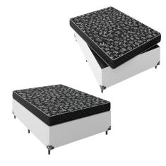 Imagem de Cama Box Viúva + Colchão Espuma D20 - 51x128x188cm - Couro Branco