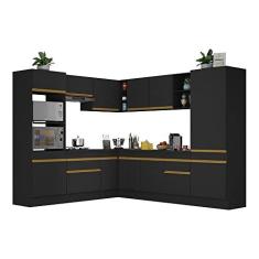 Imagem de Cozinha Completa de Canto com Rodapé Veneza Multimóveis Mp2081 com Armário e Balcão Preta